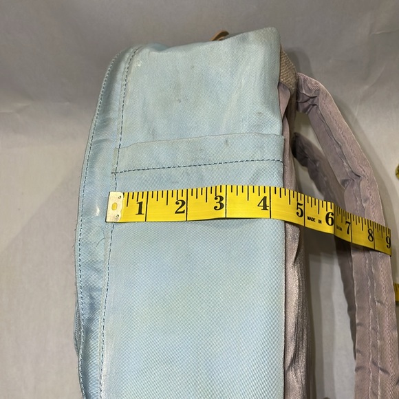 Doughnut Brand 14 inch Backpack, Blue & Purple with Tan Leather Straps - Picture 16 of 16